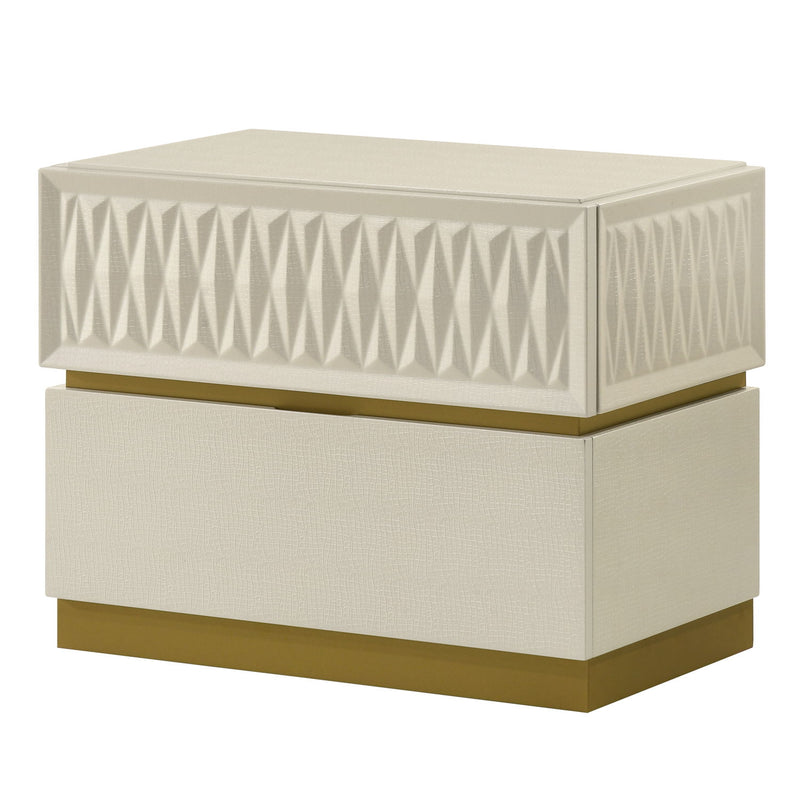 Stanley - 2 Drawer Nightstand With Crocodile Texture - Gray