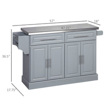 Load image into Gallery viewer, Homcom - Rolling Kitchen Island With Storage, Portable Kitchen Cart With Stainless Steel Top, 2 Drawers, Spice, Knife And Towel Rack And Cabinets
