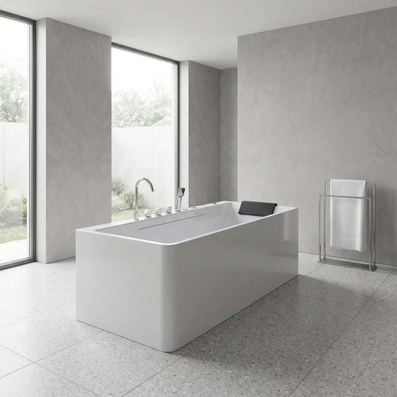 Xavier - Single Massage Bathtub, Equipped With Gfci Plug And Ul Certified Water Pump, Upc Certified Drain - Milk White