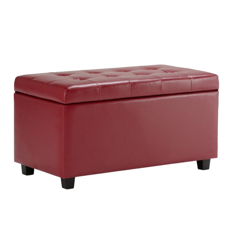 34" Upholstery Storage Ottoman - Dark Brown / Red