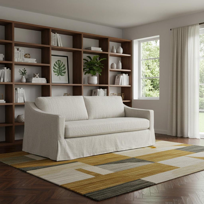Fabric Solid Wood Sofa - Beige