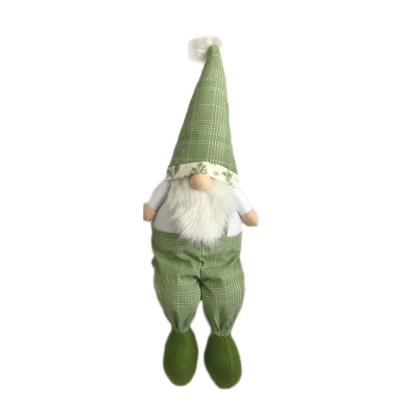 Fabric Christmas Standing Gnome Tabletop Sculpture (493008) - Green / White