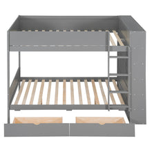 Load image into Gallery viewer, Full over Full Bunk Bed With 2 Drawers and Multi-layer Cabinet, Gray
