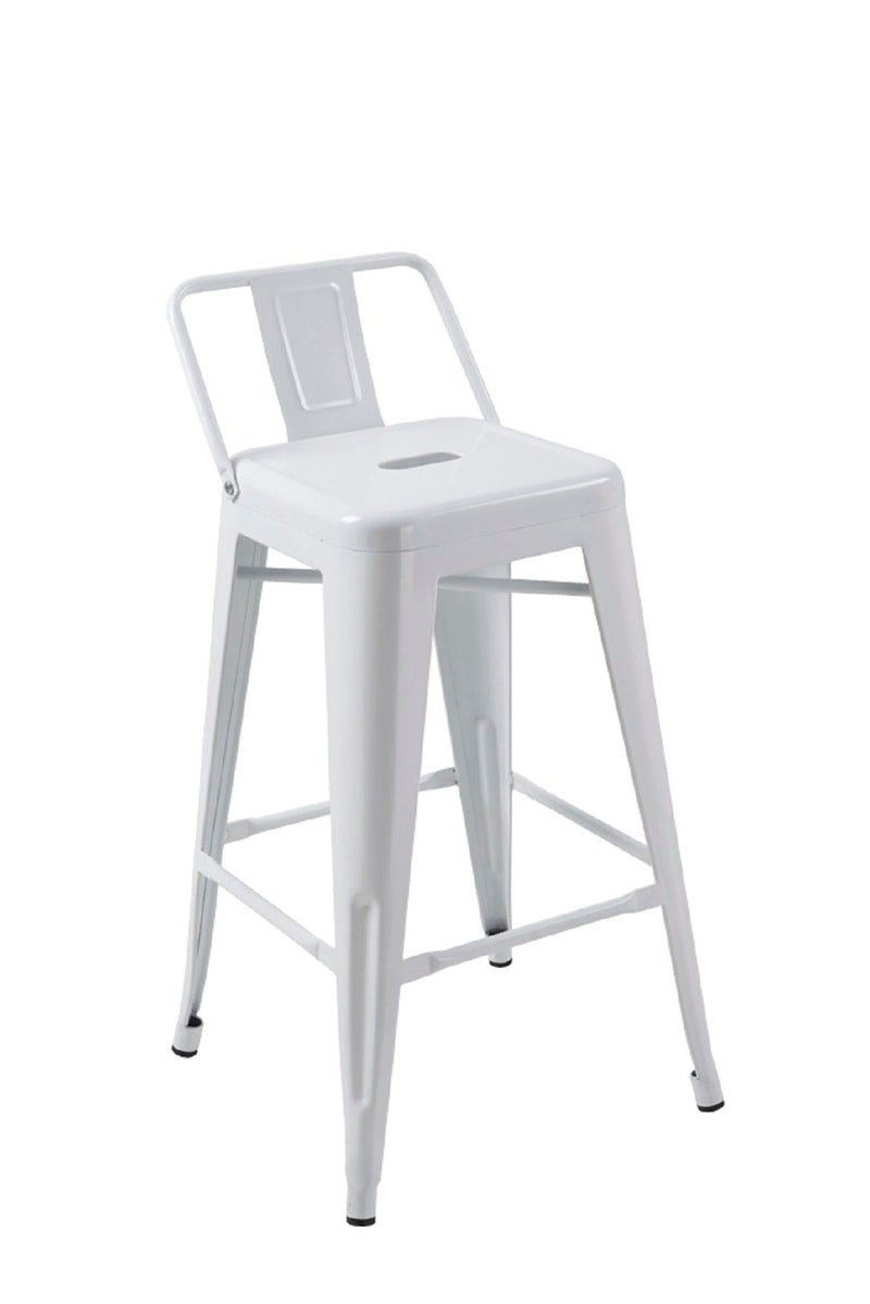 Metal Low Back Counter Height Bar Chairs (Set of 4) - White