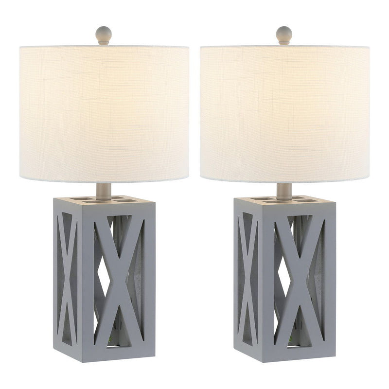 Table Lamps LED With Drum Shades (Set of 2) - Gray