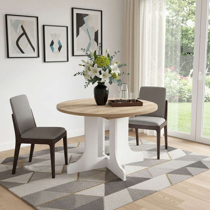 Oval Cross Legs Coffee Table - Brown / White
