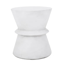 Load image into Gallery viewer, Outdoor Lightweight Concrete End Table With Hourglass Structure - Antique White
