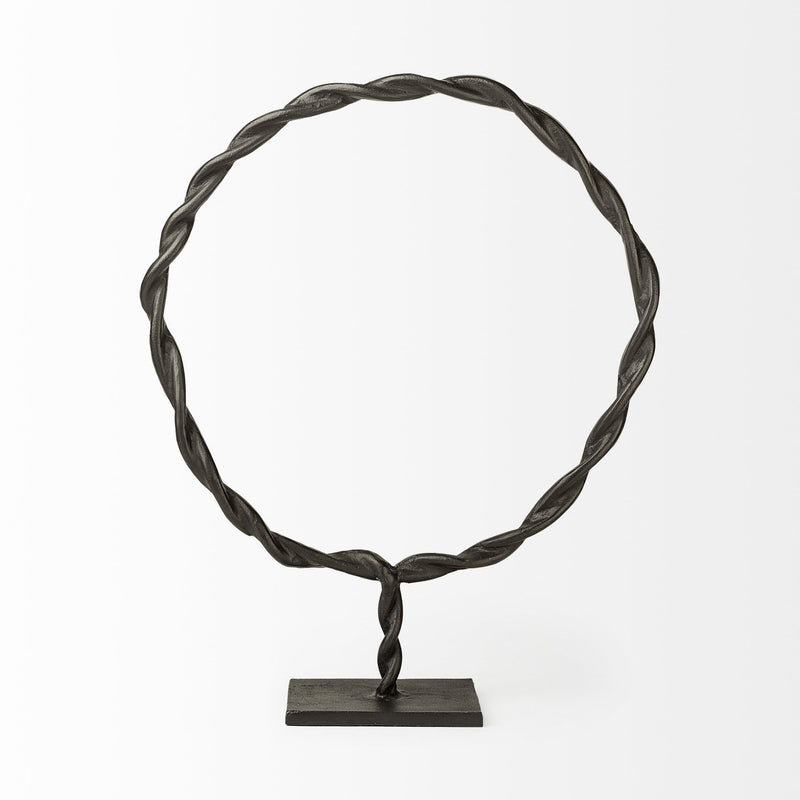 Round Braided Tabletop Sculpture (392413) - Black