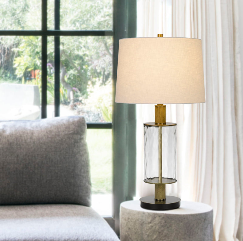 31" Metal Table Lamp With Empire Shade - Clear White