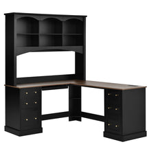 Load image into Gallery viewer, Space Saving L-Shaped Computer Desk With Keyboard Tray &amp; Charging Stations
