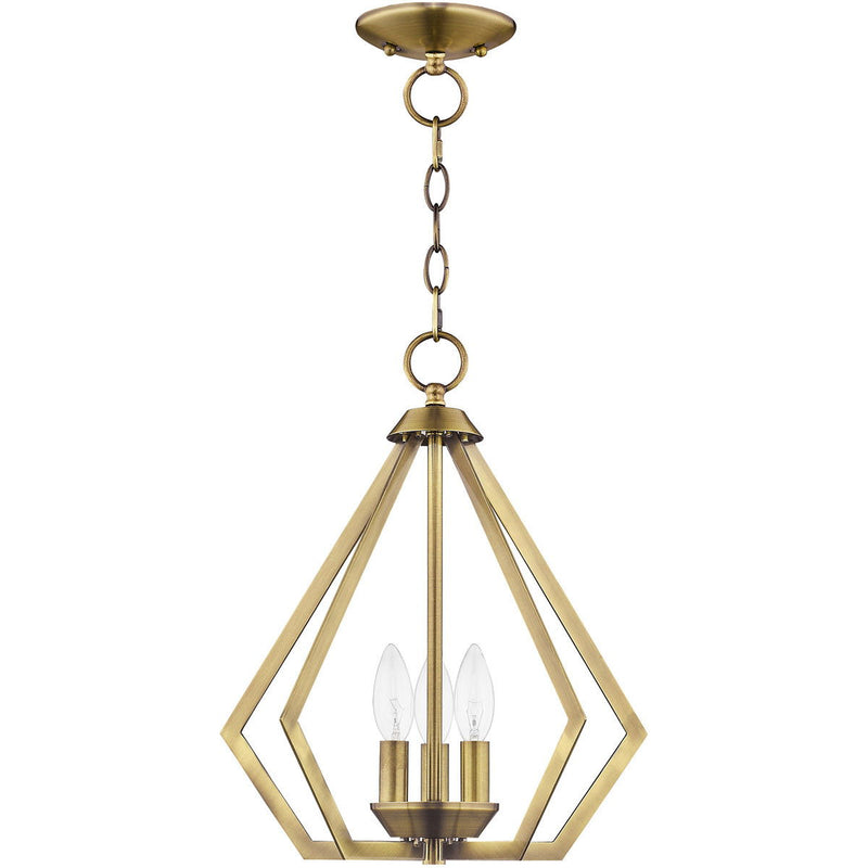16'' Three Light Dimmable Chandelier With Shades - Antiqued Brass