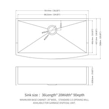 Load image into Gallery viewer, Farmhouse 36" Kitchen Sink Stainless Steel Apron Front - Brushed Nickel
