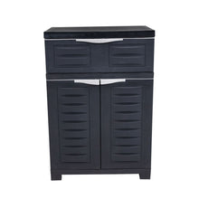 Load image into Gallery viewer, 35" Heavy Duty Plastic Two Door One Drawer Utility Cabinet - Dark Gray
