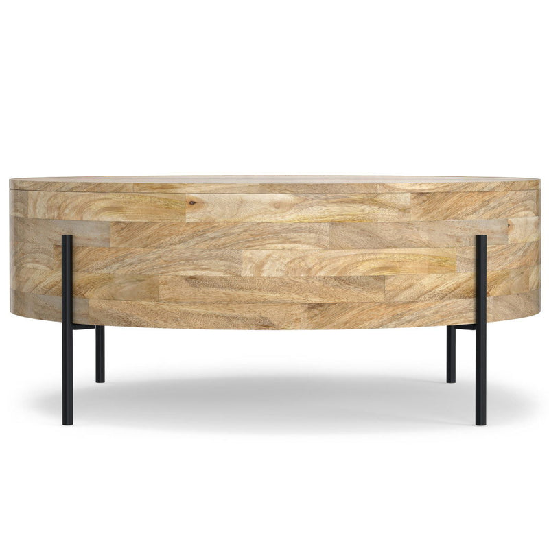 38" Solid Wood Round Solid Coffee Table - Natural