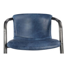 Load image into Gallery viewer, Leather Iron Dining Arm Chairs (Set of 2) - Blue / Silver
