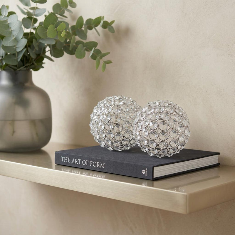 Decorative Orb Tabletop Sculptures (Set of 2) (373744) - Clear / Silver