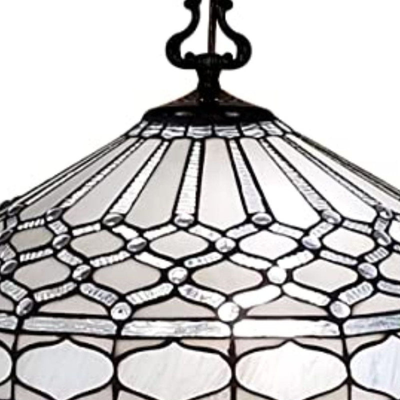 9" Unique Statement Two Light Glass Dimmable Chandelier With Shades - Black / White