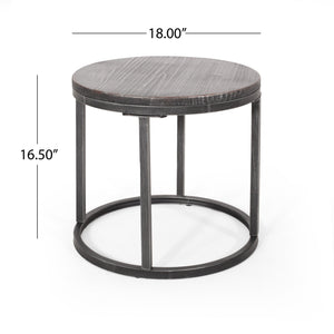 Icebergs - 3 Piece Coffee Table Set With Wood Top And Iron Base - Black / Gray