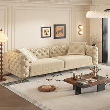 Load image into Gallery viewer, 3 In 1 Convertible Sleeper Sofa, Pull Out Bed, Button Tufted, 4 Seater Couch With Movable Ottoman For Apartment - Apricot
