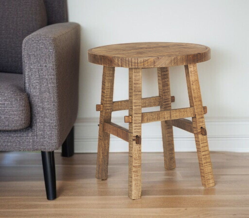 23" Distressed Solid Wood End Table - Brown
