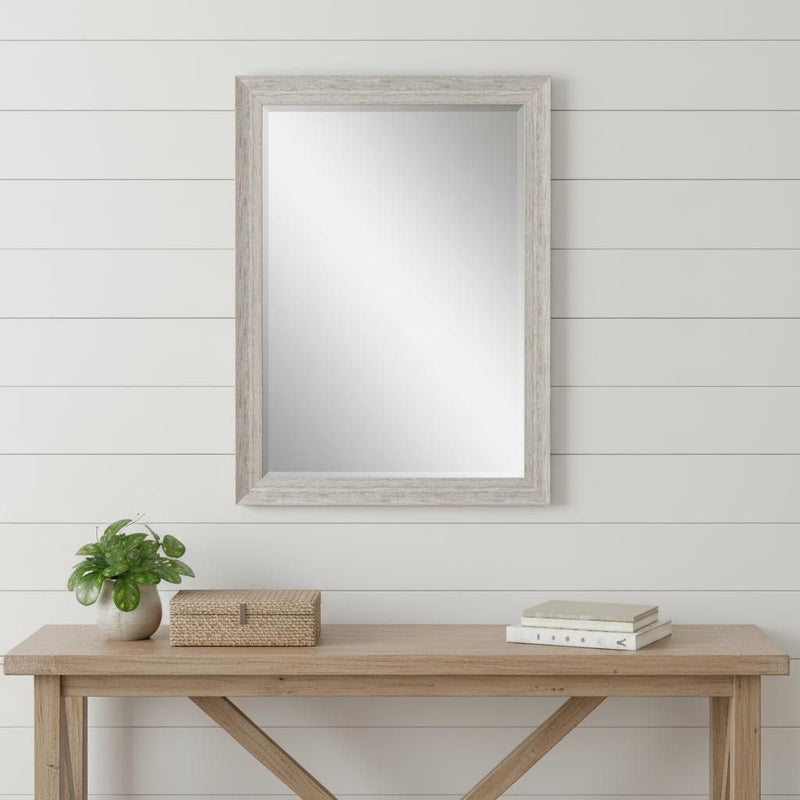 40" Distressed Wood Framed Accent Mirror - White