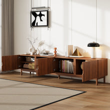 Load image into Gallery viewer, TV Stand With Legs, Media Console, 4 Cabinets For Living Room - Natural Wood
