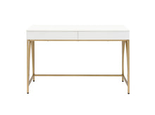 Load image into Gallery viewer, 50" Wood And Steel Vanity Table With Two Drawers - Gold And White
