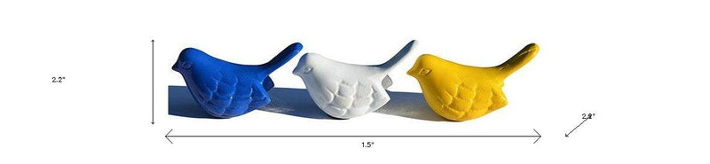 Bird Tabletop Sculpture (Set of 3) - Blue / Yellow