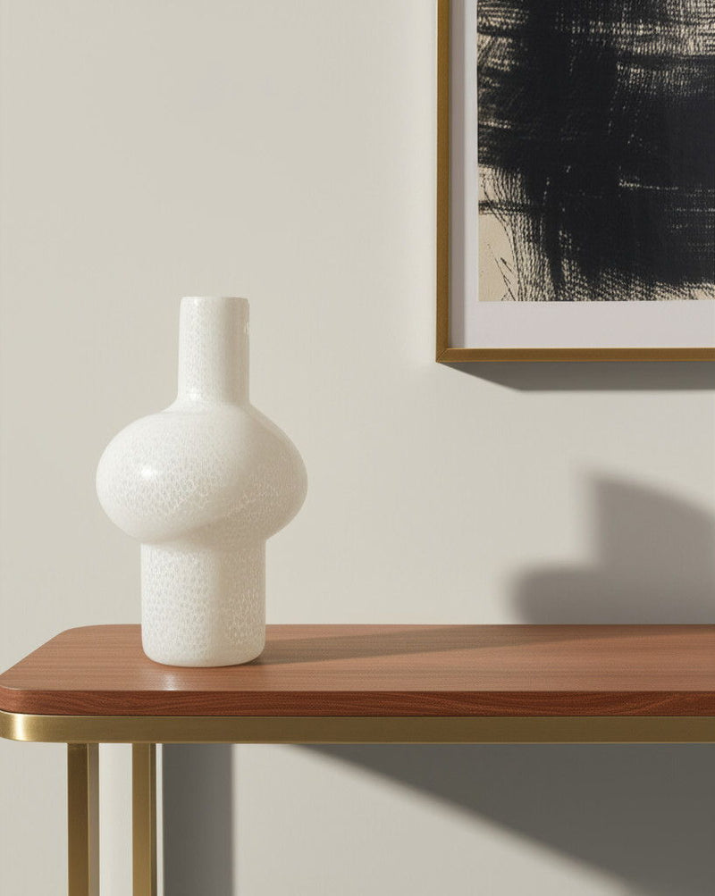 Mottled Handblown Table Vase (608282) - White