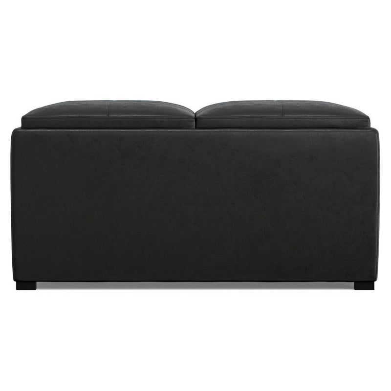 35" Leather Cocktail Ottoman With Storage - Black