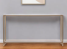 Load image into Gallery viewer, 56" Glass Mirrored Frame Console Table With Shelves - Clear / Gold
