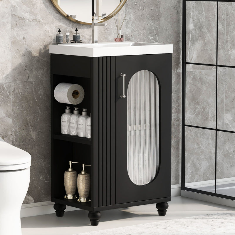 Modern Bathroom Vanity With Sink, Adjustable 2 Tier Shelf