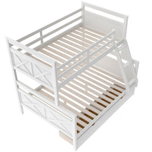 Load image into Gallery viewer, Twin over Full Bunk Bed with Ladder, Two Storage Drawers, Safety Guardrail, White
