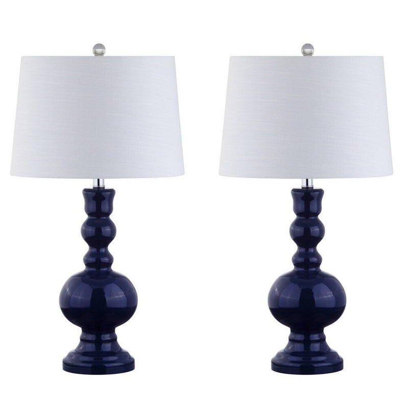 Novelty Table Lamps With Drum Shades (Set of 2) - Navy Blue
