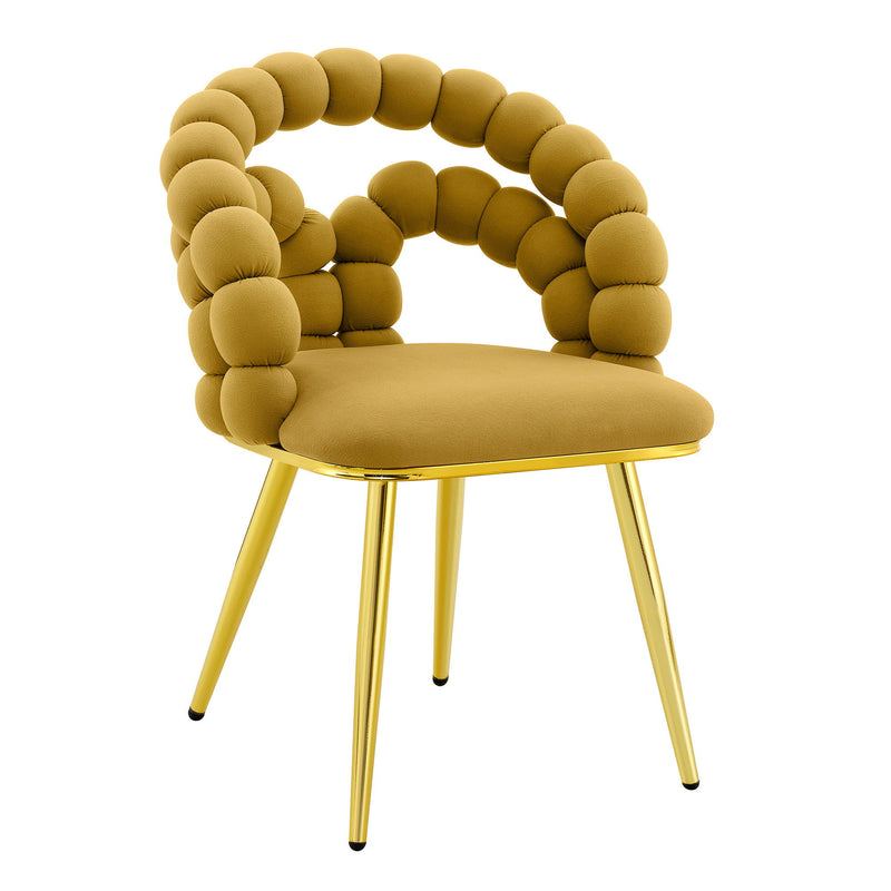 Velvet Metal Partially Open Back Dining Side Chairs (Set of 4) - Yellow / Gold
