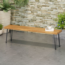 Load image into Gallery viewer, Zion - Industrial Wood And Metal Rectangular Bench With Faux Live Edge Design - Teak
