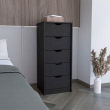 Load image into Gallery viewer, Manufactured Wood Five Drawer Tall And Narrow Dresser - Black Charcoal
