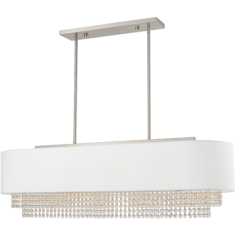 21" Five Light Dimmable Chandelier With Shades - Nickel