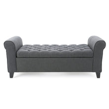 Load image into Gallery viewer, Hayes - Contemporary Armed Storage Bench With Rolled Arms And Button Tufting

