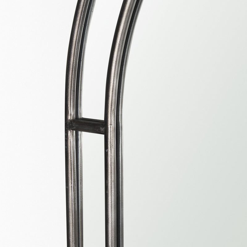 48'' Metal Arch Framed Accent Mirror - Black