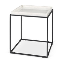 Load image into Gallery viewer, 20" Marble And Metal Square Frame End Table - Black

