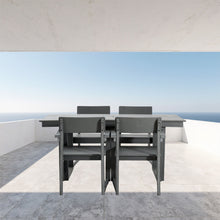 Load image into Gallery viewer, 5 Piece Outdoor Dining Set For 4, Patio Table With Umbrella Hole And 4 Armrest Chairs For Backyard - Gray
