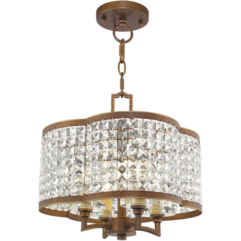 14" Four Light Dimmable Chandelier With Shades - Bronze