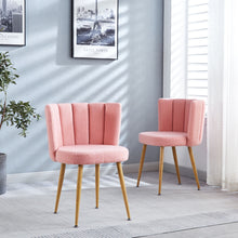 Load image into Gallery viewer, Modern Dining Chair (Set of 2) With Iron Tube Wood Color Legs, Shorthair Cushions And Comfortable Backrest, Suitable For Dining Room, Living Room, Cafe, Simple Structure
