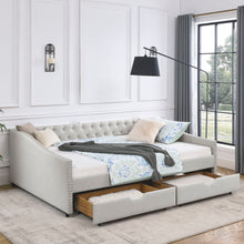 Load image into Gallery viewer, Upholstered Tufted Daybed With Drawers, Waved Arms
