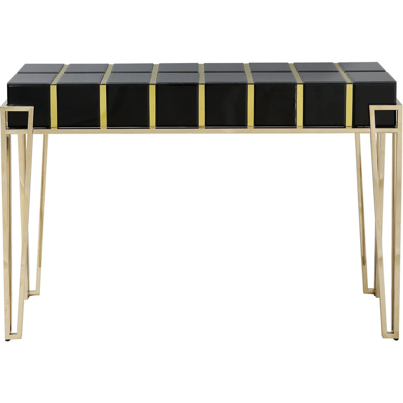 Mirrored Glass Console Table - Black And Gold