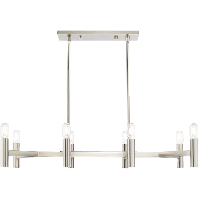 18" Eight Light Dimmable Chandelier With Shades - Nickel
