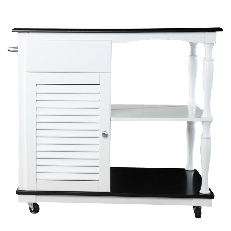 39" Rolling Kitchen Island With Storage - Black / White