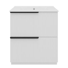 Load image into Gallery viewer, Fluted Bathroom Vanity With Ceramic Sink, Freestanding Cabinet
