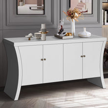 Load image into Gallery viewer, Refined Industrial 4 Door Credenza With Arc Legs &amp; Bronze Clasps
